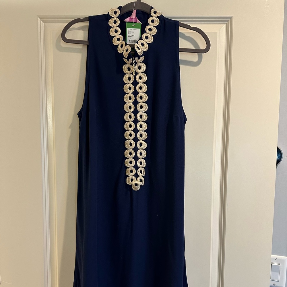 Lilly Pulitzer Navy & Gold Jane Shift Dress - NWT